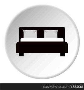 Double bed icon in flat circle isolated vector illustration for web. Double bed icon circle