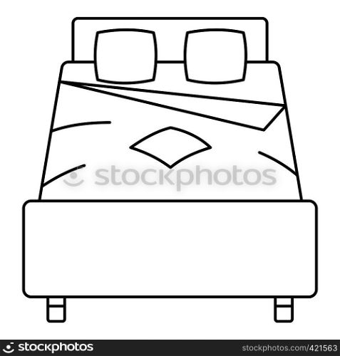 Double bed icon. Outline illustration of double bed vector icon for web. Double bed icon, outline style