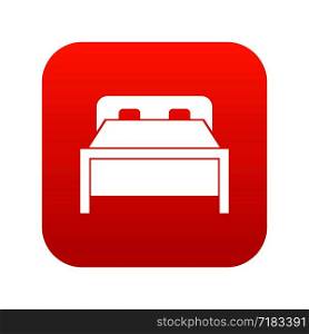 Double bed in simple style isolated on white background vector illustration. Double bed icon digital red