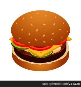 Double burger icon. Isometric of double burger vector icon for web design isolated on white background. Double burger icon, isometric style