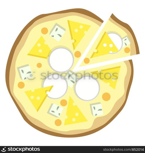 Double cheese pizza illustration vector on white background