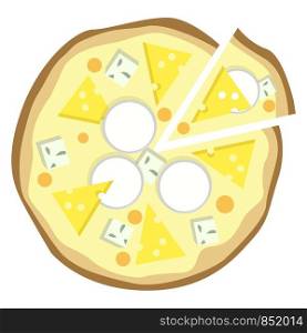 Double cheese pizza illustration vector on white background