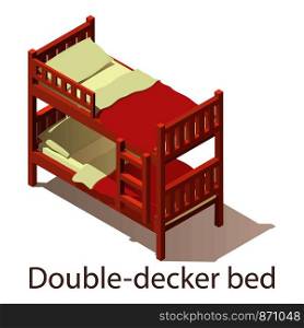 Double-decker bed icon. Isometric illustration of double-decker bed vector icon for web.. Double-decker bed icon, isometric style.