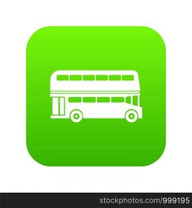 Double decker bus icon digital green for any design isolated on white vector illustration. Double decker bus icon digital green