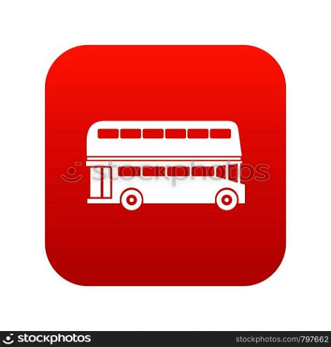 Double decker bus icon digital red for any design isolated on white vector illustration. Double decker bus icon digital red