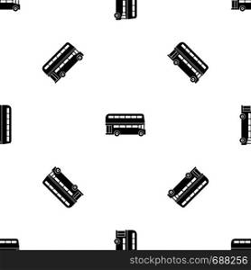 Double decker bus pattern repeat seamless in black color for any design. Vector geometric illustration. Double decker bus pattern seamless black