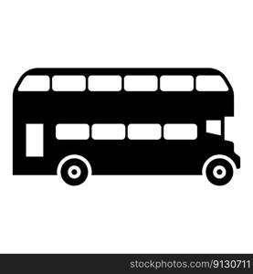 Double-decker London bus city transport double decker sightseeing icon black color vector illustration image flat style simple. Double-decker London bus city transport double decker sightseeing icon black color vector illustration image flat style