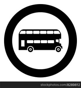 Double-decker London bus city transport double decker sightseeing icon in circle round black color vector illustration image solid outline style simple. Double-decker London bus city transport double decker sightseeing icon in circle round black color vector illustration image solid outline style