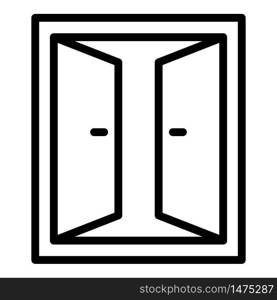 Double door open inside icon. Outline double door open inside vector icon for web design isolated on white background. Double door open inside icon, outline style
