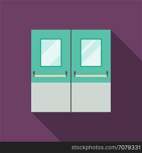 Double Doors. Double Doors to the shopping center or hospital. Flat icon with long shadow.