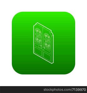Double doors icon green vector isolated on white background. Double doors icon green vector