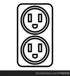 Double electrical outlet icon. Outline double electrical outlet vector icon for web design isolated on white background. Double electrical outlet icon, outline style