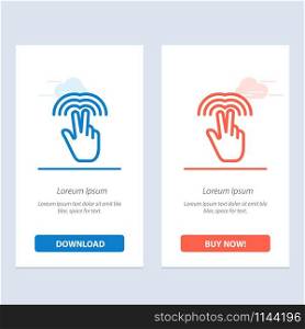 Double, Gestures, Hand, Tab Blue and Red Download and Buy Now web Widget Card Template
