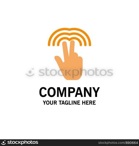 Double, Gestures, Hand, Tab Business Logo Template. Flat Color