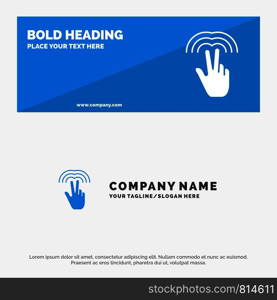Double, Gestures, Hand, Tab SOlid Icon Website Banner and Business Logo Template