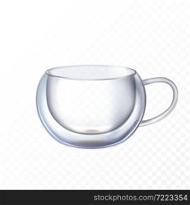 double glass cup cappuccino empty coffee double glass . fresh crema mug. 3d realistic vector. double glass cup cappuccino vector