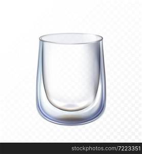 double glass cup empty transparent beverage tumbler. hot espresso. 3d realistic vector. double glass cup empty vector
