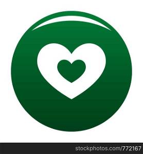 Double heart icon. Simple illustration of double heart vector icon for any design green. Double heart icon vector green