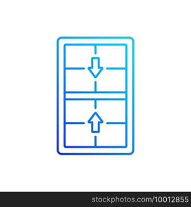 Double-hung windows gradient linear vector icon. Two operating sash moving up, down. Efficient ventilation. Thin line color symbols. Modern style pictogram. Vector isolated outline drawing. Double-hung windows linear vector icon
