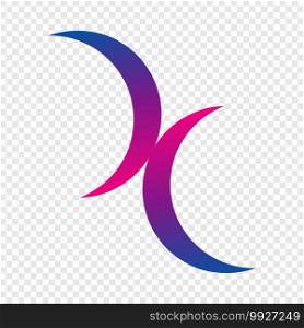 Double moon icon, represents Bisexuality . Template for your design. Double moon icon