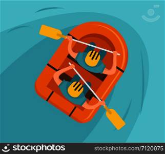 Double rafting background. Flat illustration of double rafting vector background for web design. Double rafting background, flat style