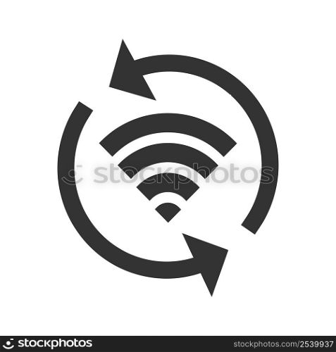 Double Reverse wifi icon. Network reboot illustration symbol. Sign app button vector.