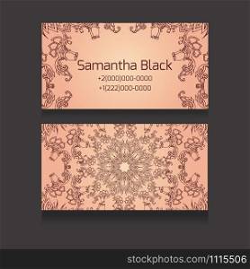 Double-sided business card with a tribal floral pattern for your business