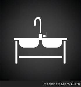 Double sink icon. Black background with white. Vector illustration.