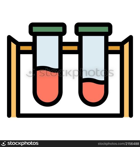 Double test tubes icon. Outline double test tubes vector icon color flat isolated. Double test tubes icon color outline vector