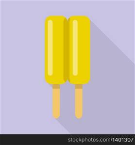 Double wood stick popsicle icon. Flat illustration of double wood stick popsicle vector icon for web design. Double wood stick popsicle icon, flat style