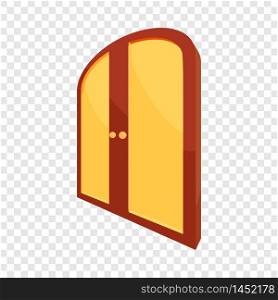 Double yellow door icon. Cartoon illustration of door vector icon for web design. Double yellow door icon, cartoon style