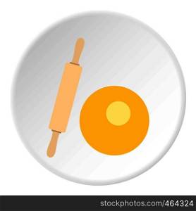 Dough and rolling pin icon in flat circle isolated vector illustration for web. Dough and rolling pin icon circle