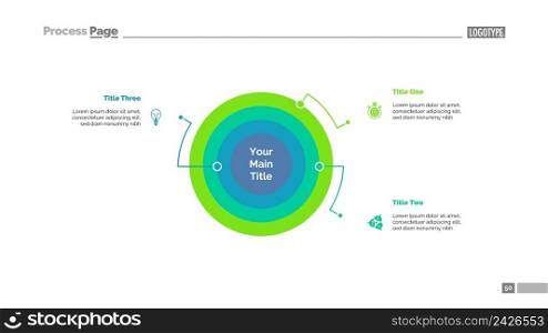 Doughnut chart with three elements. Diagram, template,, layout. Creative concept for infographics, presentation, project, report. Can be used for topics like business, marketing, finance
