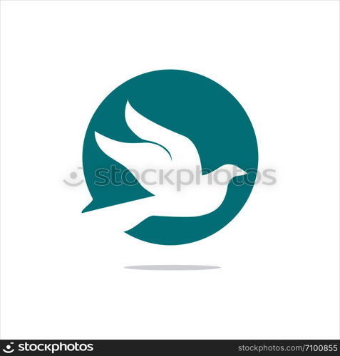 Dove bird in circle vector logo design. Pigeon illustration.