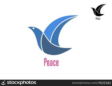 Dove bird with text as a symbol of peace isolated on white background