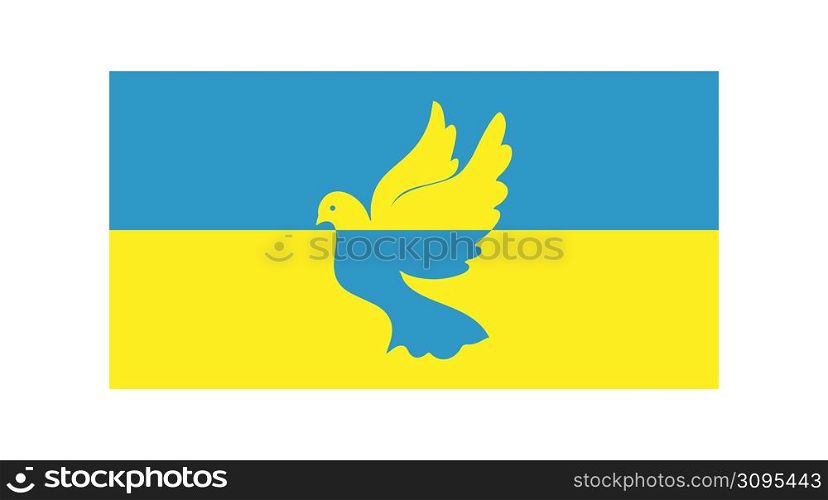 Dove of peace on the background of the Ukrainian flag.
