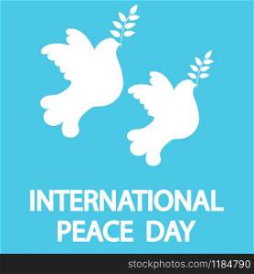 Dove with a tree branch for International Peace Day holiday.. Dove with a tree branch for International Peace Day holiday
