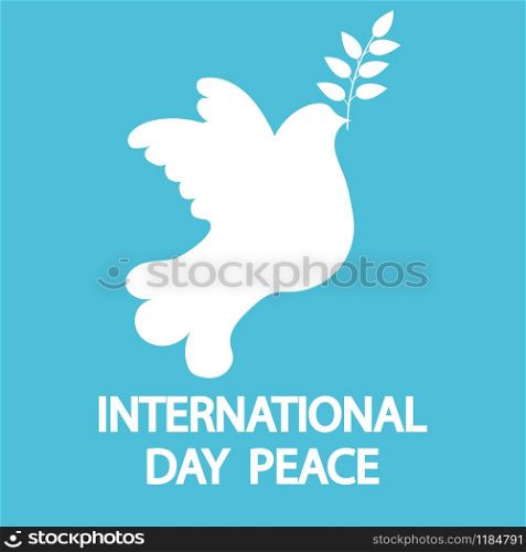 Dove with a tree branch for International Peace Day holiday.. Dove with a tree branch for International Peace Day holiday