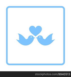 Dove With Heart Icon. Blue Frame Design. Vector Illustration.