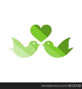 Dove With Heart Icon. Flat Color Ladder Design. Vector Illustration.