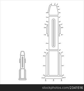 Dowel Icon Connect The Dots, Dowel For Screw Fastening Vector Art Illustration, Puzzle Game Containing A Sequence Of Numbered Dots