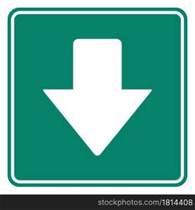 Down arrow and road sign
