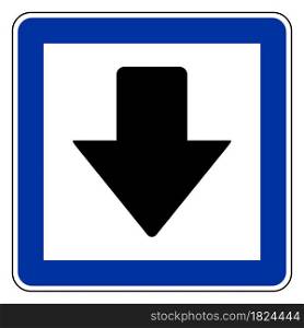 Down arrow and road sign