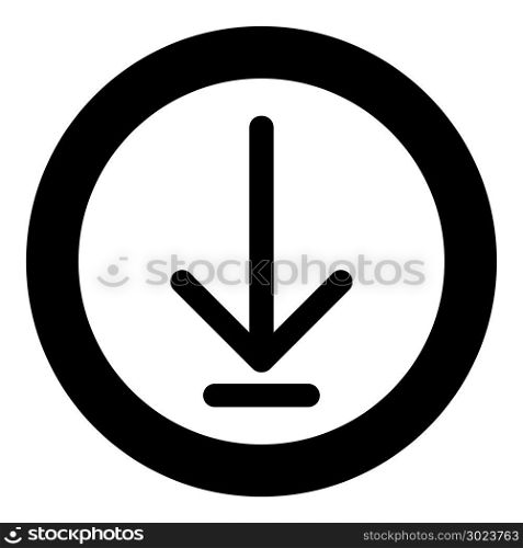 Down arrow or load symbol the black color icon in circle or round vector illustration