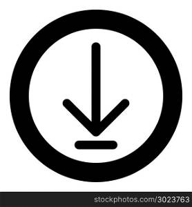 Down arrow or load symbol the black color icon in circle or round vector illustration
