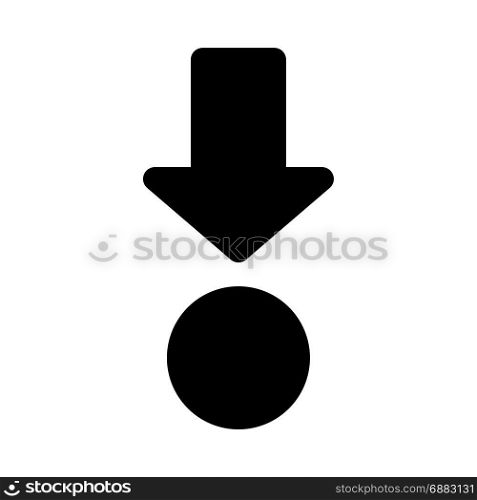 down arrow with dot, icon on isolated background