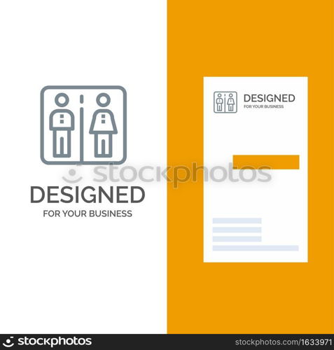 Down, Elevator, Machine, Hotel Grey Logo Design and Business Card Template