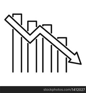 Down finance chart icon. Outline down finance chart vector icon for web design isolated on white background. Down finance chart icon, outline style
