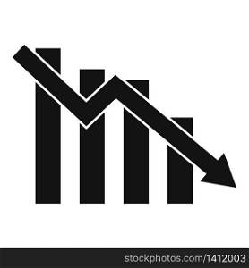 Down finance chart icon. Simple illustration of down finance chart vector icon for web design isolated on white background. Down finance chart icon, simple style