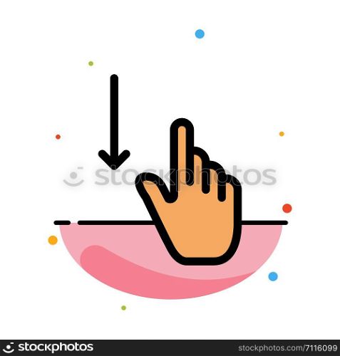 Down, Finger, Gesture, Gestures, Hand Abstract Flat Color Icon Template